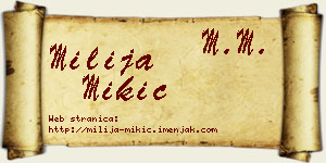 Milija Mikić vizit kartica